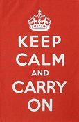Image of Keep Calm and Carry On Tea Towel - Red 