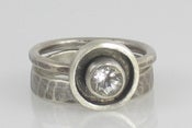 Image of White Topaz Moat Engagement Ring Set