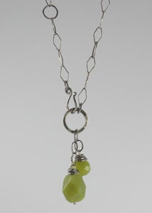 Image of Olive Jade Double Bead Drop Neckalce