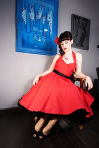 Image of Plain Red Halterneck Dress