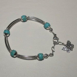 Image of Sterling Silver and Turquoise Tube Bracelet