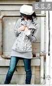 Image of  Grey Romantic Ruffle Pullover Coat