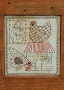 Image of Hens Live Here framed stitchery pattern