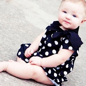 Image of BLACK POLKA BOW DRESS
