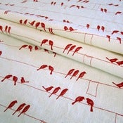 Image of Laundry Birds- Red on hemp/organic cotton