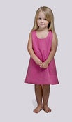 Image of Fully reversible pinafore – Tea rose poplin & satin light blue cotton 