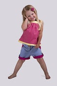 Image of Fully reversible top – Tea rose poplin & yellow twill cotton
