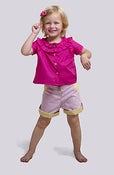 Image of Bermuda shorts to shorts – Light pink oxford cotton fully lined with yellow twill cotton