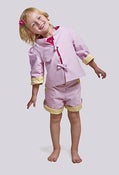 Image of Fully reversible puff sleeves jacket –Light pink oxford cotton lined with yellow twill cotton