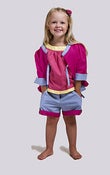Image of Fully reversible puff sleeves jacket –Light blue oxford cotton lined with hot pink cambric cotton