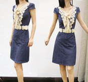 Image of Luxe Denim Crochet Dress