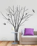 Image of Winter Tree with Birds (LARGE set) - Graphic Wall Decal - dd1004