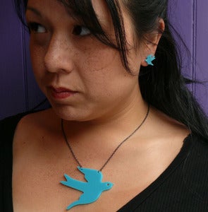 Image of Aqua Bird Necklace (shown with matching earrings)