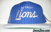 Image of VINTAGE DETROIT LIONS PINSTRIPED SCRIPT SNAPBACK