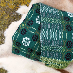 Image of coldatnight Welsh blanket in fforest green
