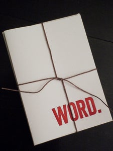 Image of word. // red letterpress notecard set // 4-pk