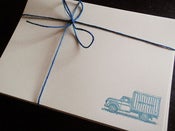 Image of we're moving // cyan letterpress notecard set // 6-pk