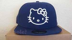 Image of Hello Kitty Logo Fitted Hat [Blue and White] 