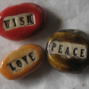 Image of word beads: WISH PEACE LOVE
