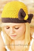 Image of The Flapper Bow Beanie Ladies Hat Crochet Pattern