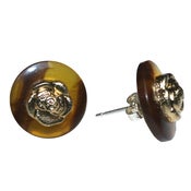 Image of Tortoise and rose vintage button studs