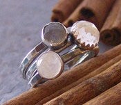Image of clouded moonlight .... sterling gem stone stacking rings