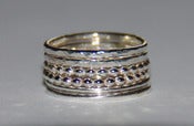 Image of Rustic beaded (dotted), smooth and hammered sterling silver stacking rings set sizes 4.5.6.7.8.9.10.