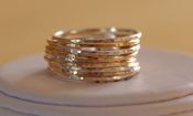 Image of SET OF 9 14K GOLD FILLED AND STERLING SILVER STACK/STACKABLE/STACKING RINGS sizes 4,5,6,7,8,9,10,11