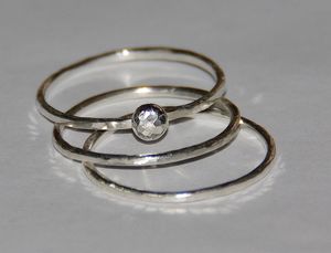 Image of Handmade hammered pebble sterling silver stacking / stackable rings - size 4,5, 6,7,8,9,10,11, half