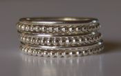 Image of Set of 6 Stacking Silver Bead (beaded) Rings sizes 4,5,6,7,8,9,10,11
