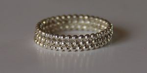 Image of TRIO - Beaded / Dotted Sterling Silver Stacking / Stack / Stackable Rings (eternity bands) sizes 4,5