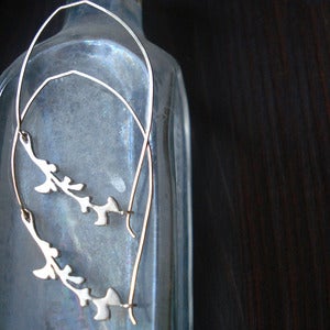Image of Sterling Silver and 18K Gold, Hand Forged Gingko Earrings