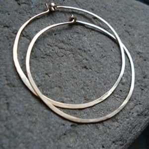 Image of Hand Forged 14K Gold Hoop Earrings