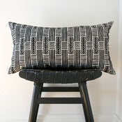 Image of LINES AND ARROWS Linen Chenille Cushion Cover 63 x 34 cm