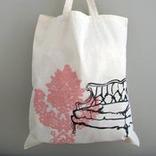 Image of Hand printed eco tote bag – pink sofa