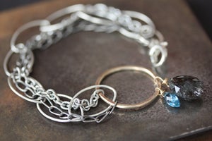 Image of Chain Bracelet with Tourmaline in Quartz + London Blue Topaz