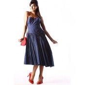 Image of Polka-Dot Vintage Navy Sweet Heart 50's Dress