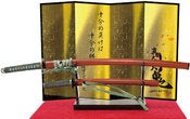 Image of samurai sword #01 wood style with green handle 