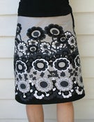 Image of Black and grey retro floral ladies skirt