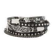 Image of Zan Leather Wrap Bracelet-Black/Snakeskin