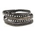 Image of Zan Leather Bracelet-Black/Lizard