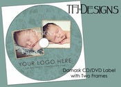 Image of "Damask" with Two Frames - CD or DVD Label Template - Photoshop Templates for Photographers - NEW