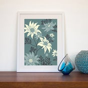 Image of Flannel Flower Print- TEAL BLUE LARGE