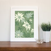 Image of Flannel Flower Print- GREEN LARGE