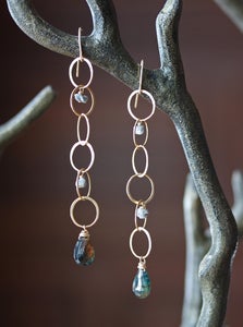 Image of Sapphire and Rough Diamond Earrings