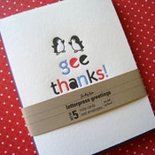 Image of Letterpress Penguin Thank You - set of 5