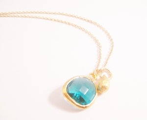 Image of GOLD FRAME STONE Necklace - Aqua