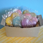Image of 6 conversation heart cut-out cookies package