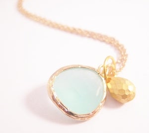 Image of GOLD FRAME STONE Necklace - Mint Opal