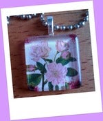 Image of Pink Rose Glass Tile Pendant